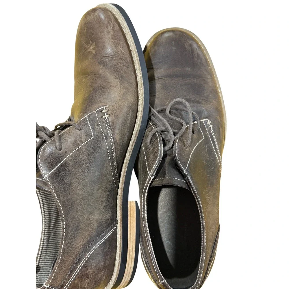 Original Penguin Mens Leather Derby Shoes Brown Vintage 90s Y2K Quiet Luxury 8.5